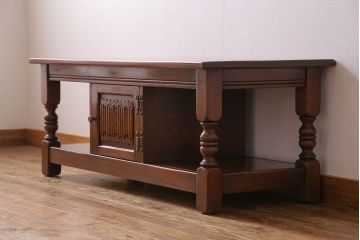 中古　old charm(オールドチャーム) オーク材　ロングテーブル(コーヒーテーブル、センターテーブル)
