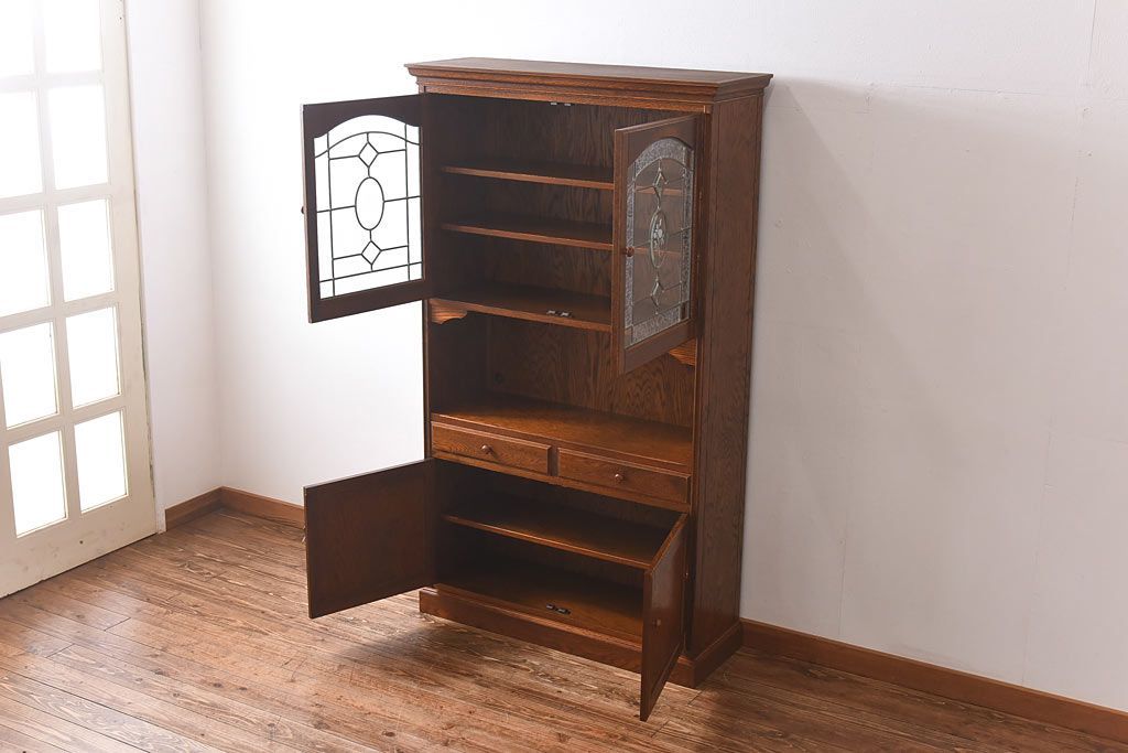 中古美品　三越Brugge(ブルージュ)シリーズ　キッチンキャビネット(食器棚、飾り棚、戸棚)(2)