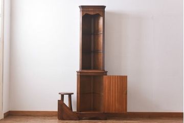 【S様ご成約分】イギリスビンテージ　マホガニー材　スリムで取り入れやすいコーナーラック(飾り棚、収納棚、キャビネット)