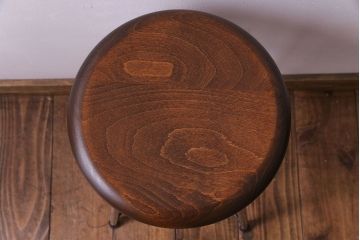 アンティーク雑貨　ラフジュ工房オリジナル　シンプルな細身の鉄脚が魅力の丸スツール(椅子、チェア)(1)