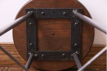ラフジュ工房オリジナル　シンプルな細身の鉄脚が魅力の丸スツール(椅子、チェア)(3)