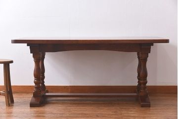 中古　ナラ材　上質なつくりのダイニングテーブル(作業台、作業テーブル)