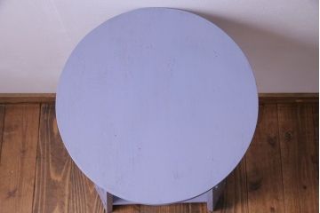 ペイント家具　淡い色合いが可愛いサイドテーブル(カフェテーブル、ラウンドテーブル、飾り台)