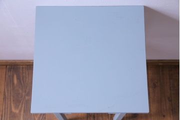 ペイント家具　落ち着いた水色がおしゃれなサイドテーブル(カフェテーブル、飾り台)