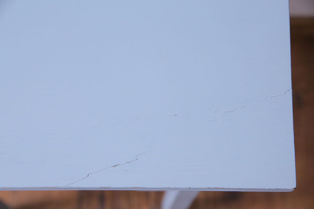 ペイント家具　落ち着いた水色がおしゃれなサイドテーブル(カフェテーブル、飾り台)