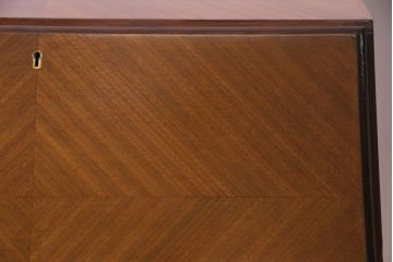 アンティーク家具　イギリスアンティーク　猫脚とパーケットがおしゃれなライティングビューロー(簿記机、在宅ワーク、在宅用引き出し、デスク)