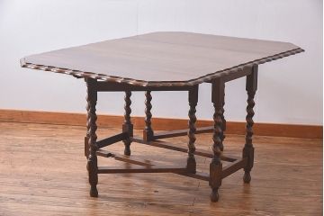 アンティーク家具　イギリスアンティーク　優雅なデザインのバタフライテーブル(エクステンションテーブル、ダイニングテーブル)