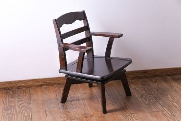中古　北海道民芸家具　#697　落ち着きのある高座椅子(回転イス、ダイニングチェア)(3)