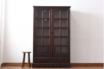 中古　美品　北海道民芸家具　落ち着いた色味のブックケース(本箱、収納棚、戸棚)(定価41万円)