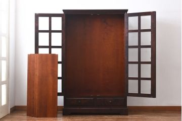 中古　美品　北海道民芸家具　落ち着いた色味のブックケース(本箱、収納棚、戸棚)(定価41万円)