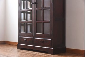 中古　美品　北海道民芸家具　落ち着いた色味のブックケース(本箱、収納棚、戸棚)(定価41万円)