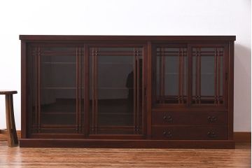 中古　民芸家具　水屋箪笥の面影を感じられる和モダンスタイルのサイドボード(収納棚、ローボード)