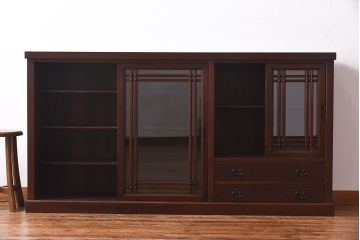 中古　民芸家具　水屋箪笥の面影を感じられる和モダンスタイルのサイドボード(収納棚、ローボード)