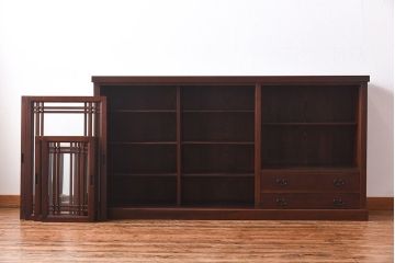 中古　民芸家具　水屋箪笥の面影を感じられる和モダンスタイルのサイドボード(収納棚、ローボード)