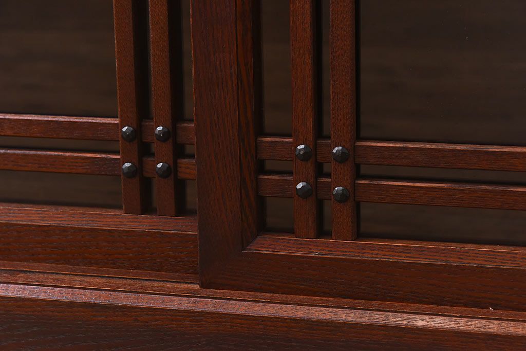 中古　民芸家具　水屋箪笥の面影を感じられる和モダンスタイルのサイドボード(収納棚、ローボード)