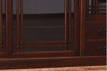 中古　民芸家具　水屋箪笥の面影を感じられる和モダンスタイルのサイドボード(収納棚、ローボード)