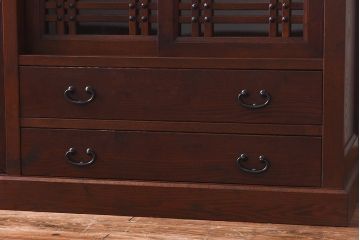 中古　民芸家具　水屋箪笥の面影を感じられる和モダンスタイルのサイドボード(収納棚、ローボード)