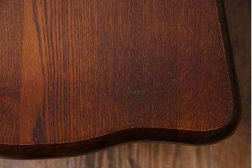 中古　透かし彫りが優し気な雰囲気のナラ材ダイニングチェア(ワークチェア、板座チェア、椅子)(1)