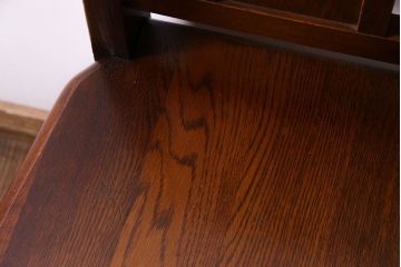 中古　透かし彫りが優し気な雰囲気のナラ材ダイニングチェア(ワークチェア、板座チェア、椅子)(1)