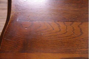 中古　透かし彫りが優し気な雰囲気のナラ材ダイニングチェア(ワークチェア、板座チェア、椅子)(1)