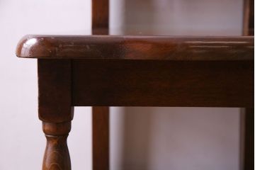 中古　透かし彫りが優し気な雰囲気のナラ材ダイニングチェア(ワークチェア、板座チェア、椅子)(1)