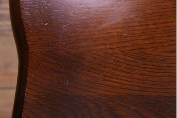 中古　透かし彫りが優し気な雰囲気のナラ材ダイニングチェア(ワークチェア、板座チェア、椅子)(2)