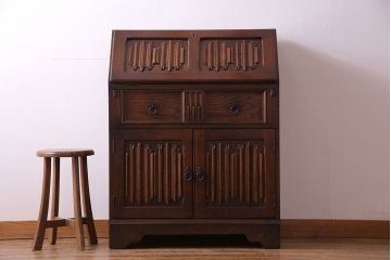 アンティーク家具　オーク材使用　渋みのある質感が魅力のライティングビューロー(簿記机、在宅ワーク、在宅用デスク)