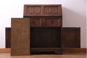 アンティーク家具　オーク材使用　渋みのある質感が魅力のライティングビューロー(簿記机、在宅ワーク、在宅用デスク)