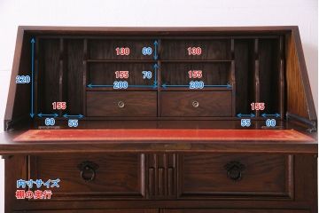 アンティーク家具　オーク材使用　渋みのある質感が魅力のライティングビューロー(簿記机、在宅ワーク、在宅用デスク)