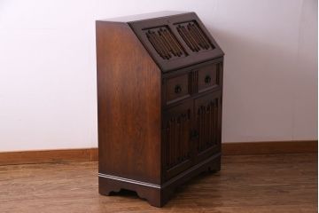 アンティーク家具　オーク材使用　渋みのある質感が魅力のライティングビューロー(簿記机、在宅ワーク、在宅用デスク)