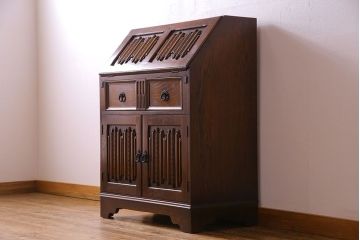 アンティーク家具　オーク材使用　渋みのある質感が魅力のライティングビューロー(簿記机、在宅ワーク、在宅用デスク)