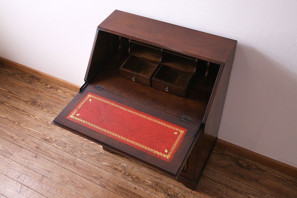 アンティーク家具　オーク材使用　渋みのある質感が魅力のライティングビューロー(簿記机、在宅ワーク、在宅用デスク)