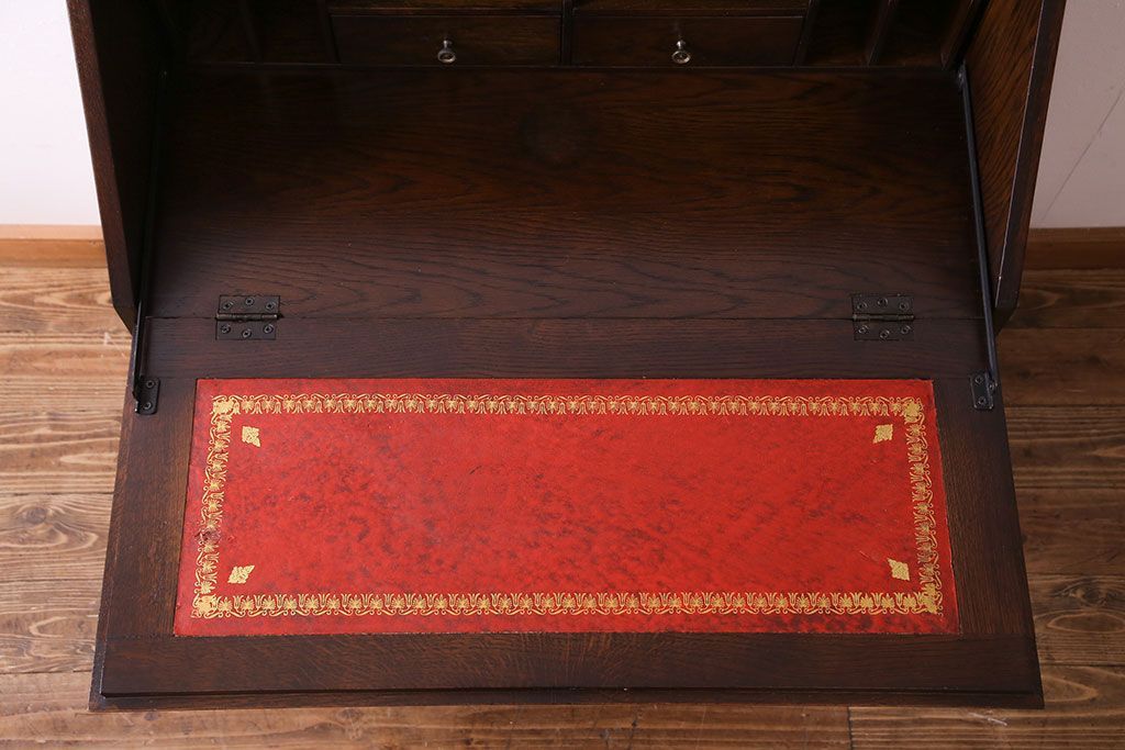 アンティーク家具　オーク材使用　渋みのある質感が魅力のライティングビューロー(簿記机、在宅ワーク、在宅用デスク)