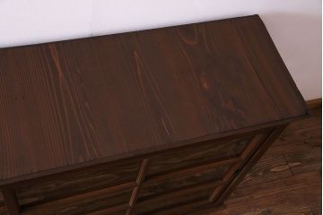 アンティーク家具　和製アンティーク　堂々とした佇まいの二段重ねガラス戸棚(収納棚、食器棚、飾り棚、ショーケース)