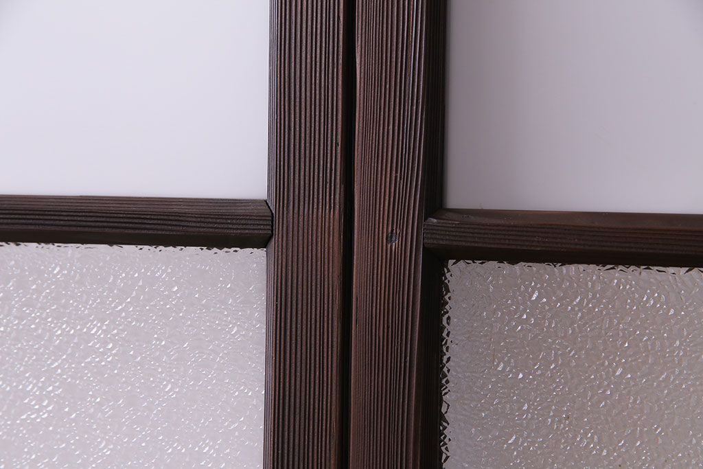 昭和初期　経年による風合いが魅力のガラス戸(建具、引き戸)2枚セット