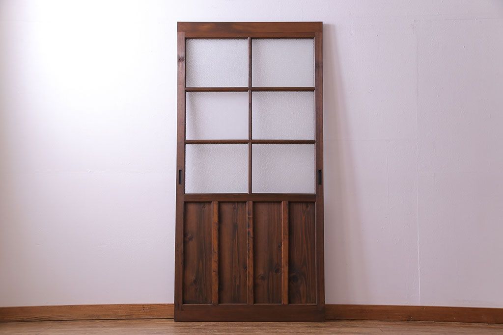 昭和初期　ダイヤガラス　木の風合いが味わい深いガラス戸(引き戸、建具)