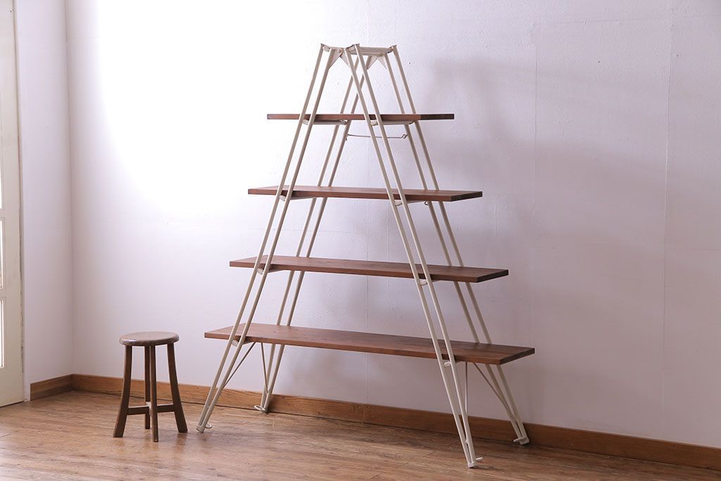 アンティーク木製ラダー脚立ディスプレイ棚 楽天市場】ディスプレイラック 4段 ラダーシェルフ 飾り棚 無垢