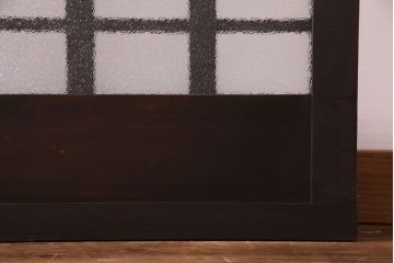 昭和中期　情緒ある独特の格子が魅力のガラス戸(格子戸、引き戸、建具)2枚セット