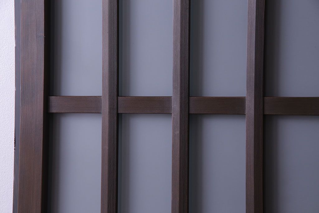 昭和中期　情緒ある独特の格子が魅力のガラス戸(格子戸、引き戸、建具)2枚セット