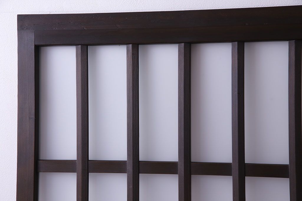 昭和中期　情緒ある独特の格子が魅力のガラス戸(格子戸、引き戸、建具)2枚セット