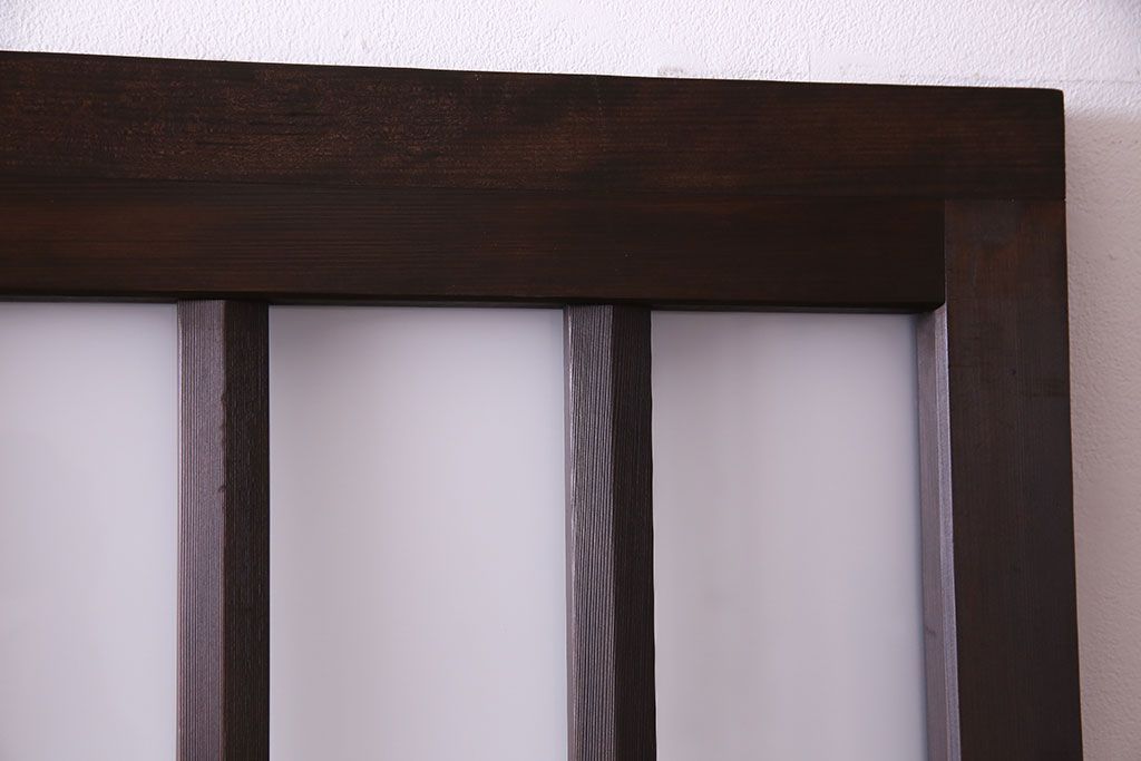 昭和中期　情緒ある独特の格子が魅力のガラス戸(格子戸、引き戸、建具)2枚セット