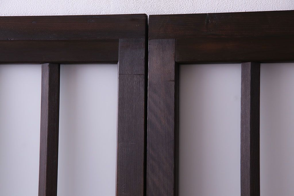 昭和中期　情緒ある独特の格子が魅力のガラス戸(格子戸、引き戸、建具)2枚セット