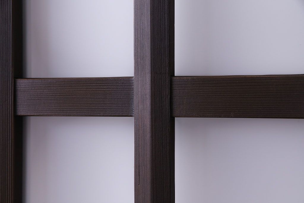 昭和中期　情緒ある独特の格子が魅力のガラス戸(格子戸、引き戸、建具)2枚セット