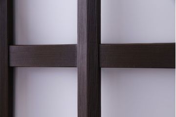 昭和中期　情緒ある独特の格子が魅力のガラス戸(格子戸、引き戸、建具)2枚セット
