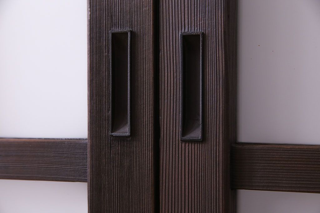 昭和中期　情緒ある独特の格子が魅力のガラス戸(格子戸、引き戸、建具)2枚セット