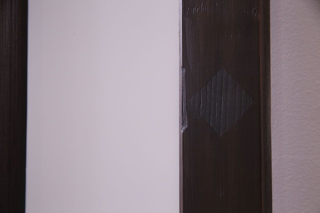 昭和中期　情緒ある独特の格子が魅力のガラス戸(格子戸、引き戸、建具)2枚セット