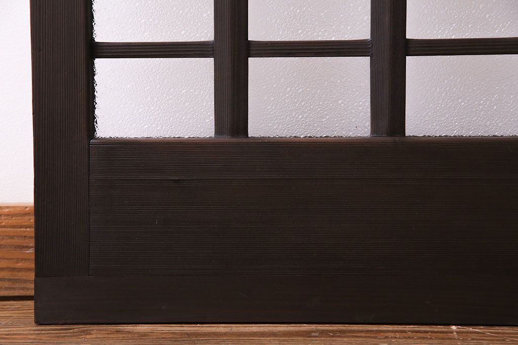 昭和中期　情緒ある独特の格子が魅力のガラス戸(格子戸、引き戸、建具)2枚セット