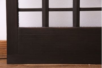 昭和中期　情緒ある独特の格子が魅力のガラス戸(格子戸、引き戸、建具)2枚セット