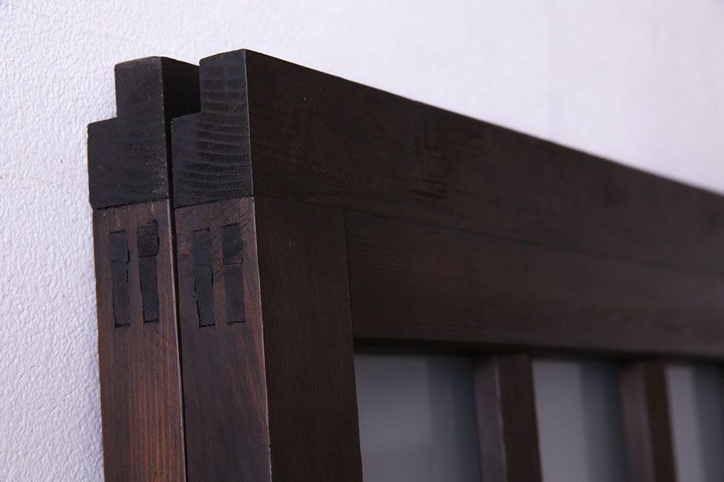 昭和中期　情緒ある独特の格子が魅力のガラス戸(格子戸、引き戸、建具)2枚セット