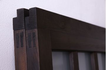 昭和中期　情緒ある独特の格子が魅力のガラス戸(格子戸、引き戸、建具)2枚セット